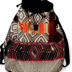 Catori Embroidered Bohemian Canvas Backpack boho tribal artisan handcrafted